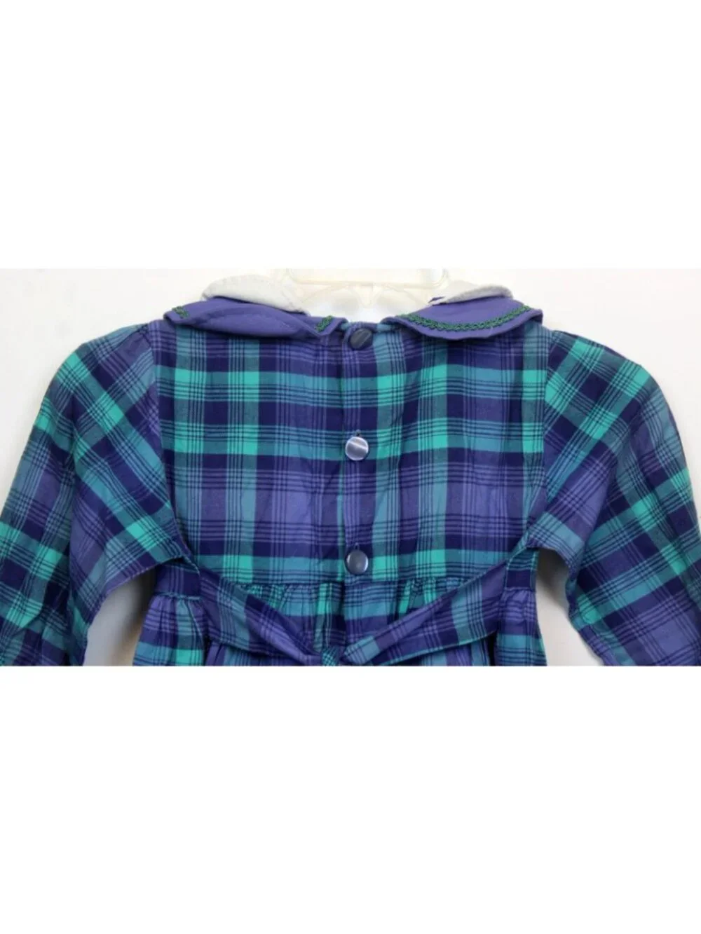 Monday's Child Dress 6x Blue Plaid Scallop Collar Classic Holiday Southern Charm